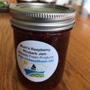 Mums Raspberry Rhubarb Jam (250ml jar)