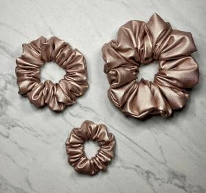 Metallic Blush Rose - Vegan Leather Scrunchie